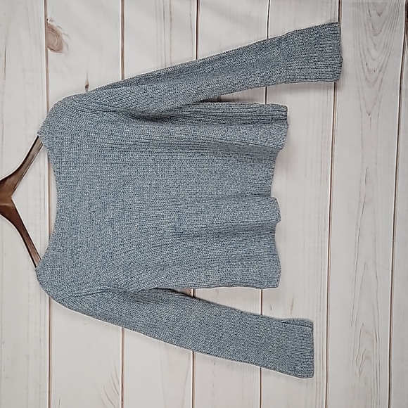 Theory Lalora Blue & White Linen Blend Sweater - Size Large - Picture 4 of 13